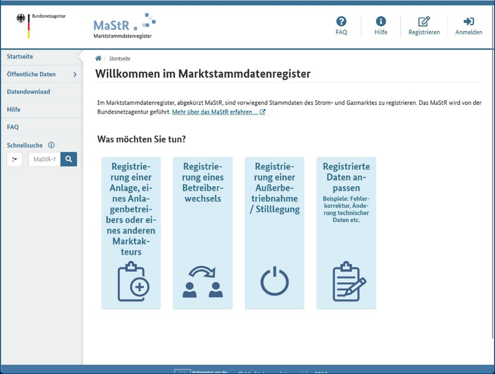 Eintragung Marktstammdatenregister