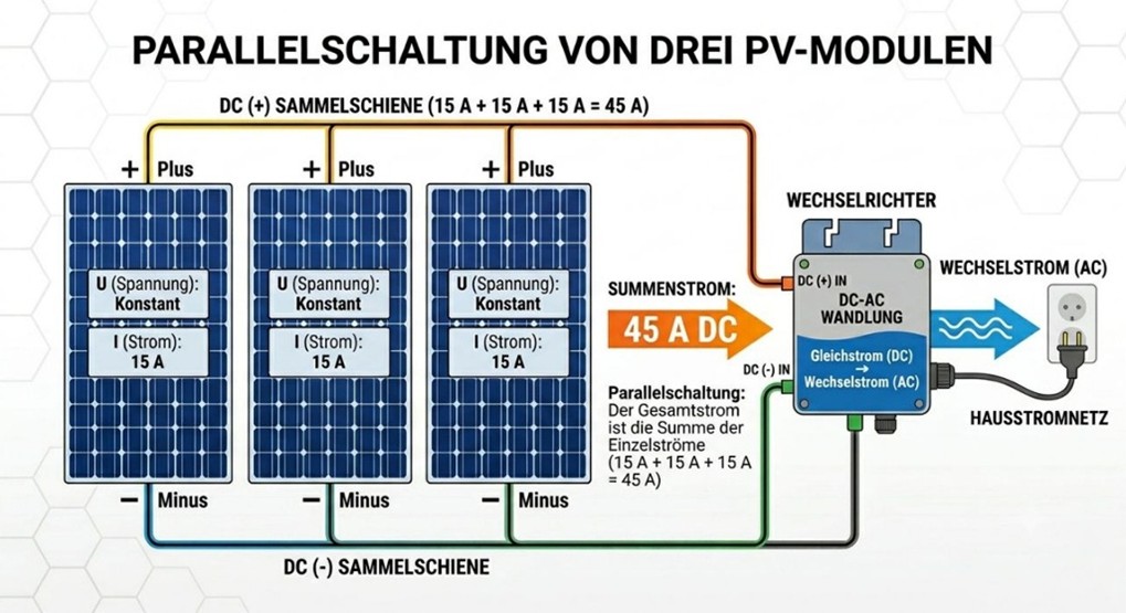 Parallelschaltung der PV-Module
